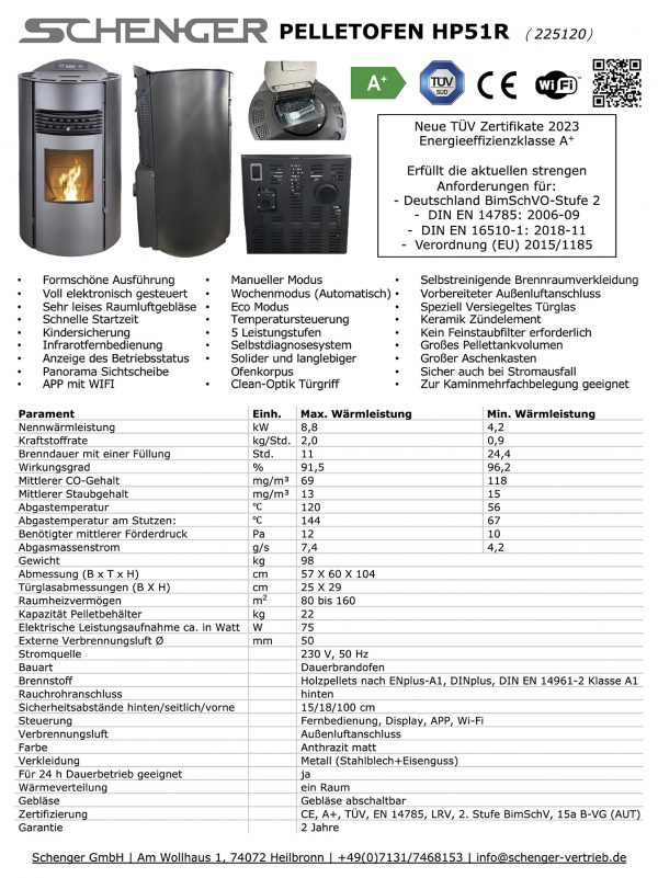 Pelletofen Schenger HP51-R – Bild 2